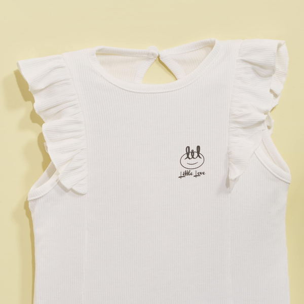  Bộ 3 lỗ tay bèo Little Love quần dài trắng ghi 