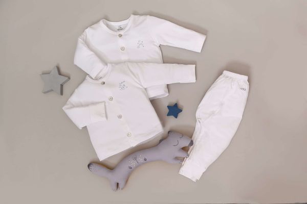  Bộ quần áo dài tay Nous trắng cho bé 3m-9m 