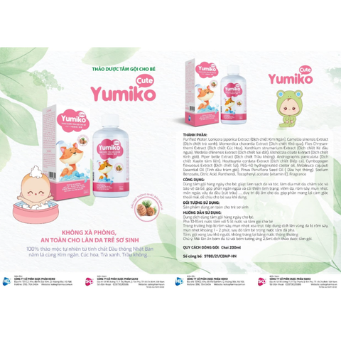  Nước tắm gội thảo dược cho bé Yumiko 200ml 0M+ 