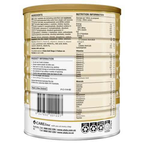  Sữa Alula Gold Úc số 2 900g (6-12M) 