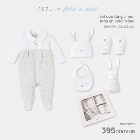 Set quà tặng Nous 5 món phối trắng Newborn Nous