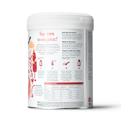 Sữa Let's Eco Organic số 1 cho trẻ từ 0 - 6 tháng