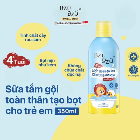  Sữa tắm gội tạo bọt BZU BZU350ml 4Y+ 