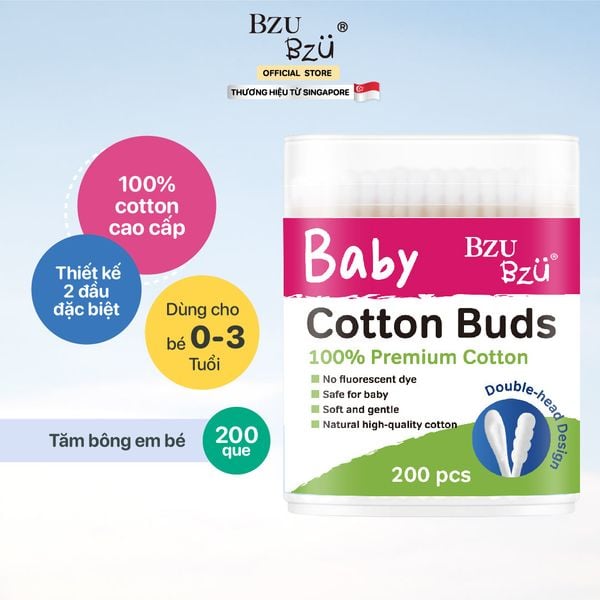  Tăm bông Bzu Bzu 200 que 0M+ 