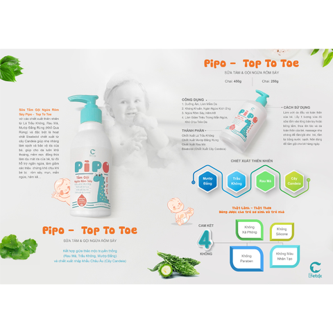  Tắm gội ngừa rôm sảy Pipo 