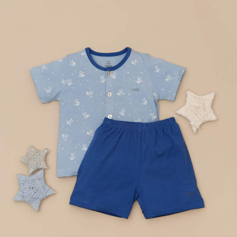  Nous cài thẳng cộc petit xanh dương hoạ tiết 