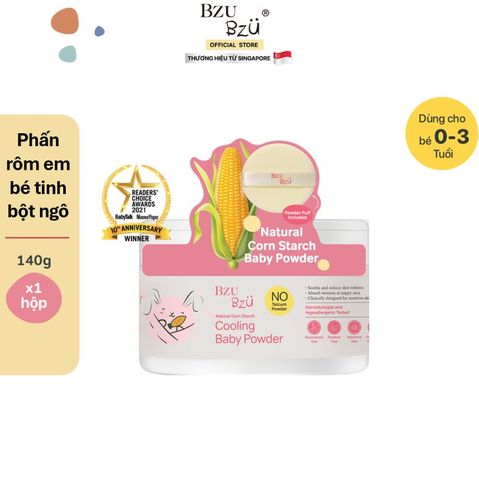 Phấn rôm dịu nhẹ cho em bé Bzu Bzu 140g 0M+