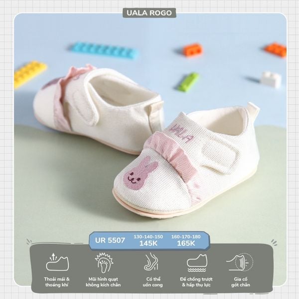  Giày tập đi BG thỏ trắng size 130 UR5507 Uala Rogo 