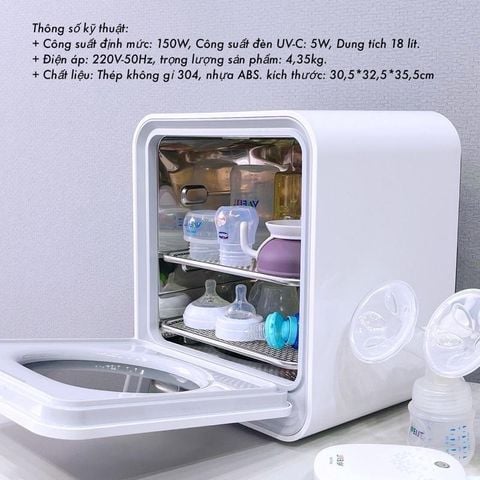  Máy tiệt trùng sấy khô tia UV-C và bảo quản bình sữa thông minh Moaz Bebe MB-025 