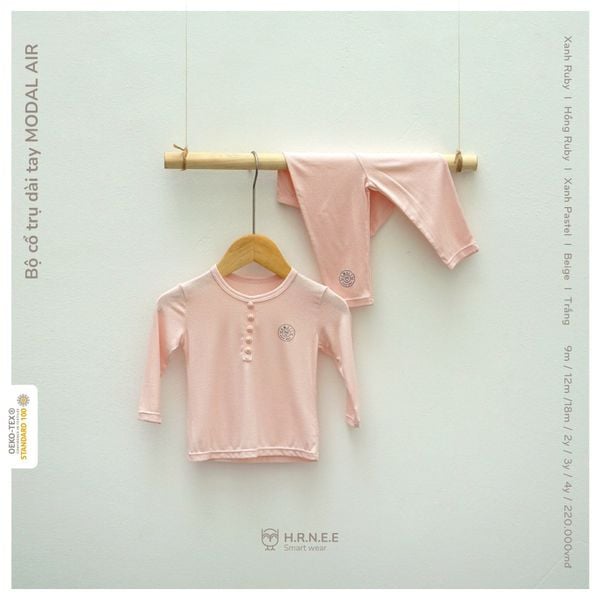  Bộ cổ trụ dài tay modal air Hrnee hồng ruby 22HR05 