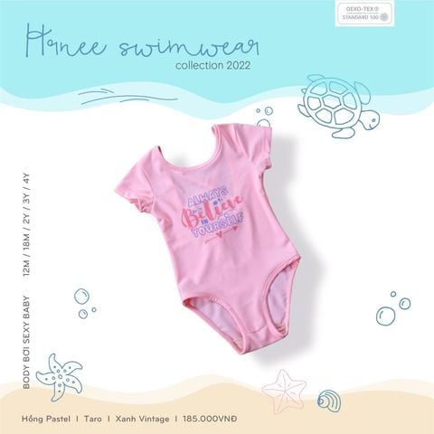 Body bơi sexy baby Hrnee hồng pastel 22Hr04 18-24m