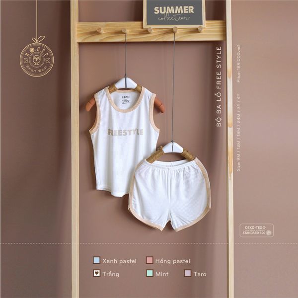  Bộ ba lỗ Freestyle màu trắng Hrnee size 9M 