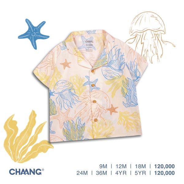  Áo sơ mi lanh cúc giữa Sea jellyfish 4YR Chaang 22 
