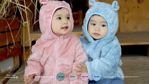  Áo khoác lông tai gấu Hrnee hồng pastel size 3-4Y 