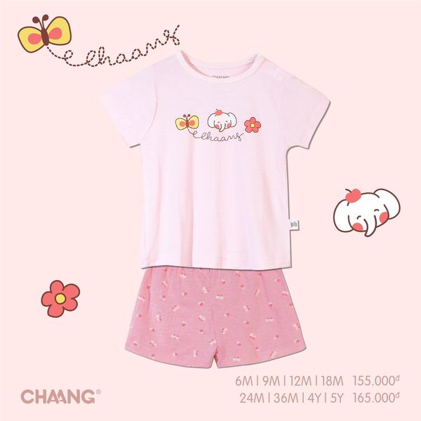 Bộ cộc cài vai summer màu hồng 6M Chaang 