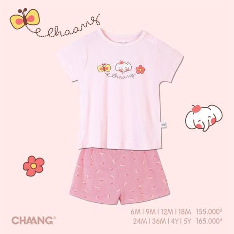  Bộ cộc cài vai summer màu hồng 5y Chaang 