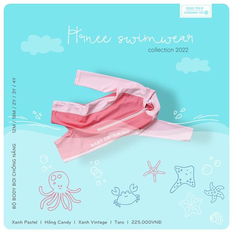 Body bơi CN Hrnee hồng candy size 12-18m