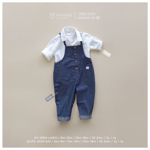  Quần yếm Jean Hrnee xanh 