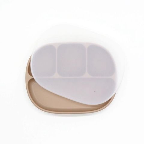  Khay ăn dặm silicon 4 ngăn kèm nắp có đế bám dính chống lật 