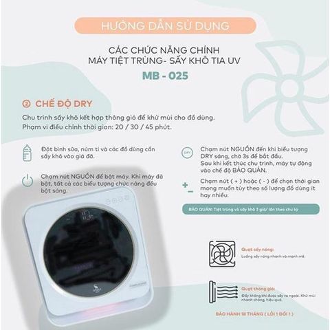  Máy tiệt trùng sấy khô tia UV-C và bảo quản bình sữa thông minh Moaz Bebe MB-025 