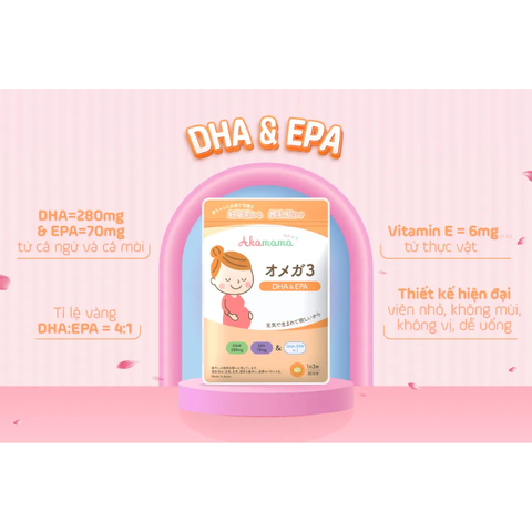  Viên uống Akamama Nhật Bản cho bầu bổ sung DHA & EPA 90 viên 