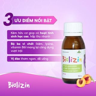  Kẽm hữu cơ Biolizin vị đào 50ml 