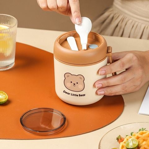  Ủ cháo hình gấu Little Bear kèm thìa và túi chống thoát nhiệt 