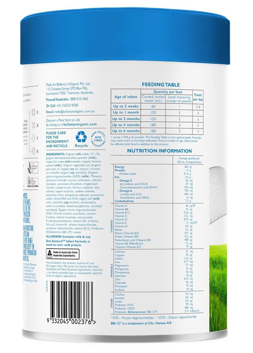 Sữa Bellamy's Organic đạm A2 số 1 800g 