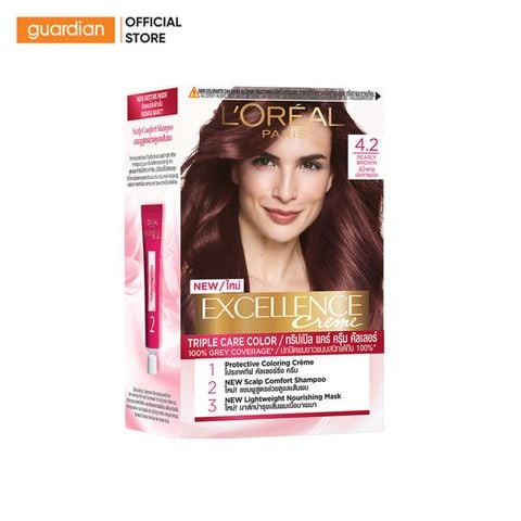 Màu nhuộm dưỡng tóc phủ bạc bảo vệ gấp 3 L'Oreal Paris Excellence Crème 172ml #4.2 Nâu ánh tím