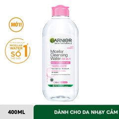 Nước Tẩy Trang Garnier Micellar Cleansing Water For Sensitive Skin Cho Da Nhạy Cảm 400ml (nắp hồng)