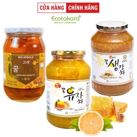 Mật ong Hàn Quốc ngâm chanh đào gừng nhân sâm giúp tăng cường đề kháng giảm đau rát họng