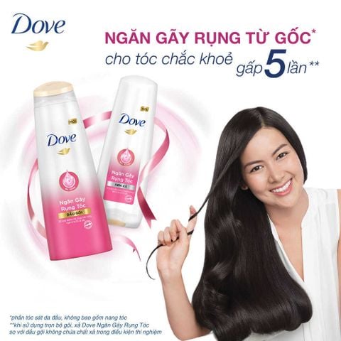 Dầu gội DOVE Ngăn Gãy Rụng Tóc 325g giúp ngăn ngừa tóc gãy rụng từ gốc, nuôi dưỡng tóc chắc khỏe gấp 5 lần