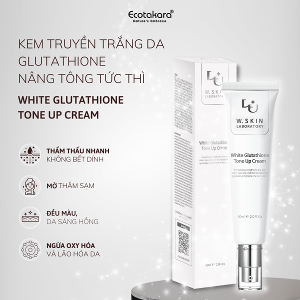 Kem dưỡng trắng nâng tông W.Skin Hàn Quốc White Glutathione Tone up Cream (60ml) da trắng bật tông, chứa Glutathione giúp dưỡng ẩm trắng da từ sâu bên trong{Có tem phụ nhập khẩu chính ngạch}