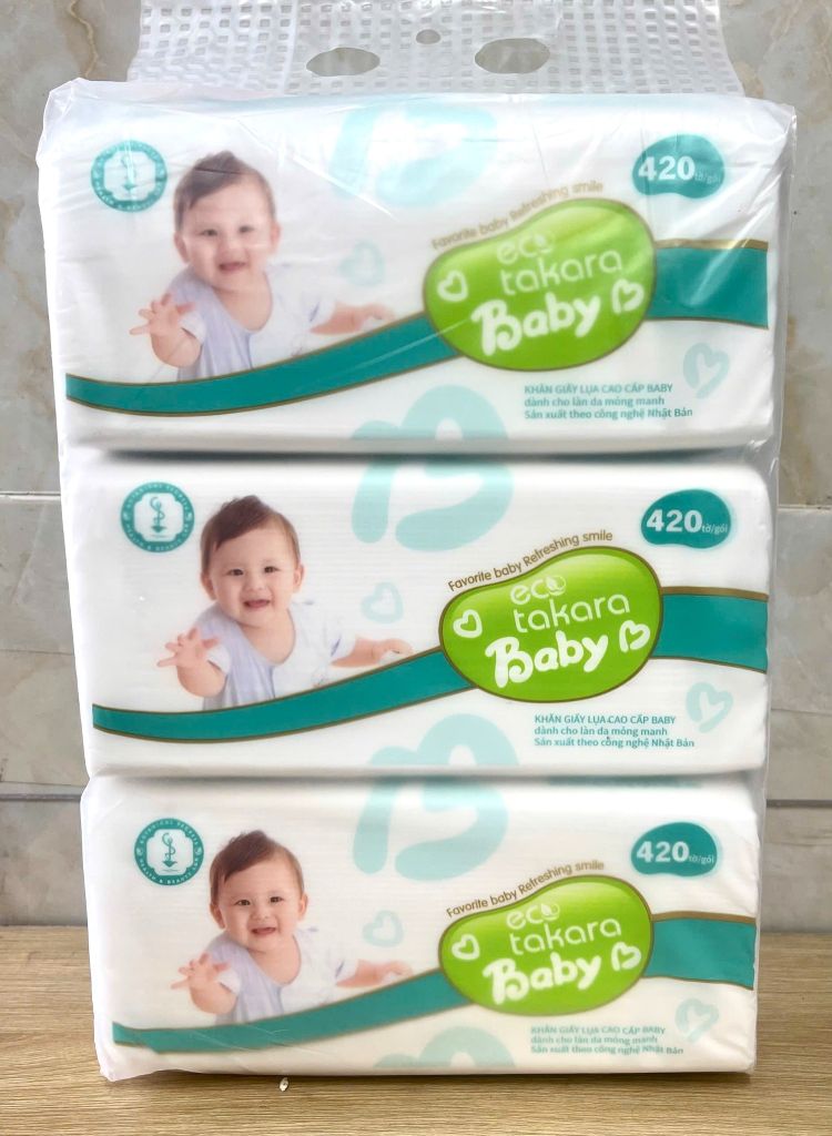 Khăn giấy ăn dạng rút Eco-Takara 100% bột gỗ nguyên sinh, 4 lớp dai và mịn, sản xuất theo công nghệ Nhật Bản