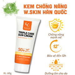 Kem chống nắng 3 tác động W.Skin Laboratory TRIPLE CARE SUN CREAM SPF 50+/ PA++++(60g) {có tem phụ nhập khẩu chính ngạch}