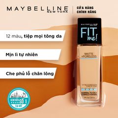 Kem Nền Maybelline Mịn Nhẹ Kiềm Dầu Chống Nắng Fit Me Matte Poreless Foundation SPF22 - 118 Light Beige (Tông sáng) 30ml