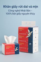 Khăn giấy ăn dạng rút Eco-Takara 100% bột gỗ nguyên sinh, 4 lớp dai và mịn, sản xuất theo công nghệ Nhật Bản