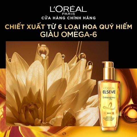 Dầu Dưỡng Tóc L'Oreal Paris Elseve Extraordinary Oil chiết xuất Tinh Dầu Hoa Tự Nhiên 100ml dành cho mọi loại tóc