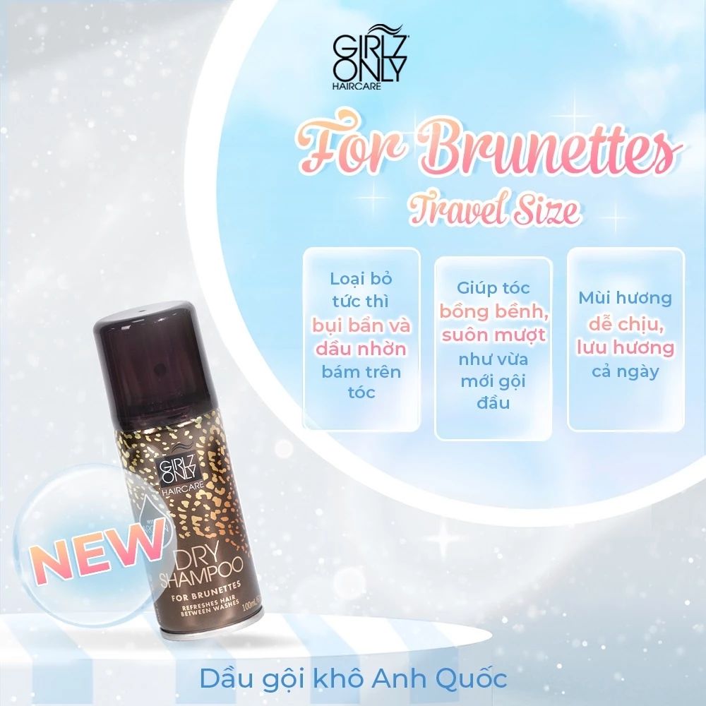 Dầu Gội Khô Girlz Only Dry Shampoo giúp tóc bồng bềnh, sạch thơm dễ chịu