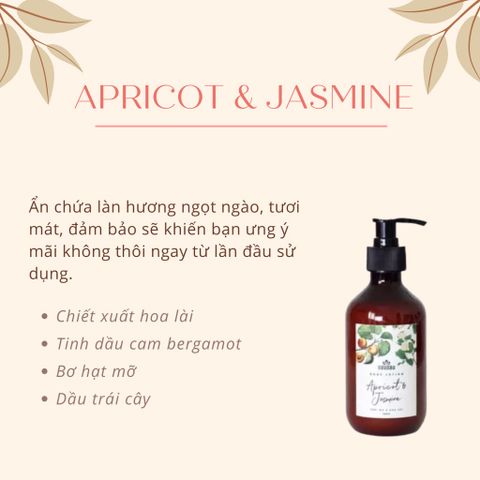 Sữa dưỡng thể NauNau Body lotion Apricot & Jasmine 300ml thẩm thấu nhanh, hương hoa Lài & Hoa Mơ