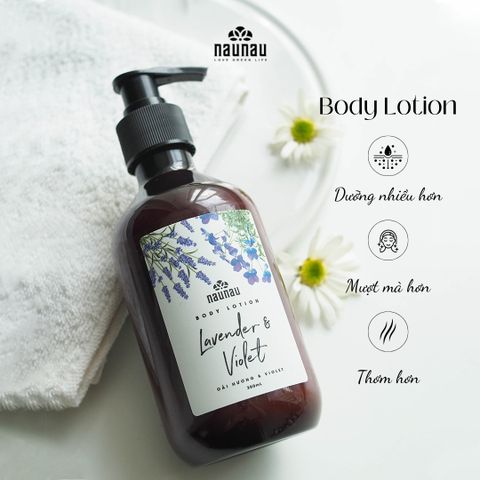 Sữa dưỡng thể NauNau Body lotion Lavender & Violet 300ml thẩm thấu nhanh, tỏa hương Hoa oải hương ngọt ngào
