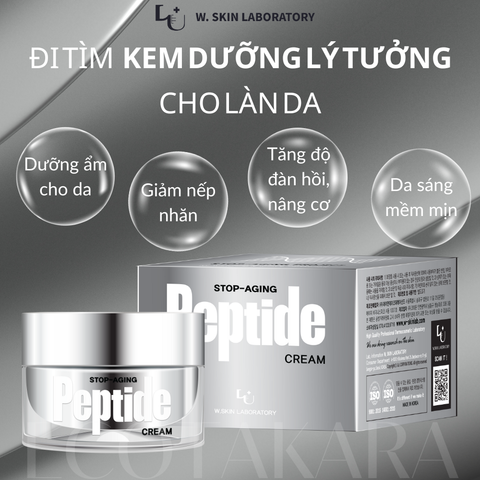 Kem dưỡng ẩm Peptide W.Skin Hàn Quốc (50g) giàu chất dưỡng cho da mướt mịn, giảm nhăn, căng bóng tươi trẻ {Có tem phụ nhập khẩu chính ngạch}