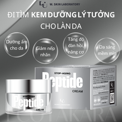 Kem dưỡng ẩm Peptide W.Skin Hàn Quốc (50g) giàu chất dưỡng cho da mướt mịn, giảm nhăn, căng bóng tươi trẻ {Có tem phụ nhập khẩu chính ngạch}
