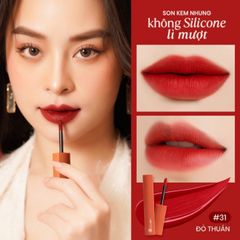 Son Kem Nhung Lì Mượt Không Silicone Cỏ Mềm An Toàn Từ Thiên Nhiên (3ml) #31 - Đỏ thuần