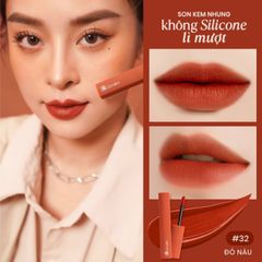 Son Kem Nhung Lì Mượt Không Silicone Cỏ Mềm An Toàn Từ Thiên Nhiên (3ml) #32 - Đỏ nâu [HSD 23/9/2025]