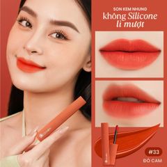 Son Kem Nhung Cỏ Mềm Lì Mượt Không Silicone An Toàn Từ Thiên Nhiên (3ml) #33 - Đỏ cam [HSD 23/8/2025]