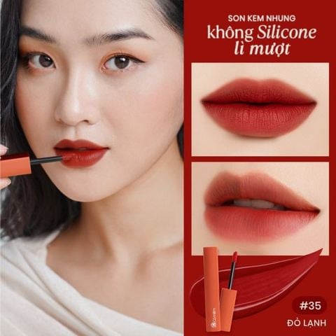 Son Kem Nhung Cỏ Mềm Lì Mượt Không Silicone An Toàn Từ Thiên Nhiên (2.6gr/3ml) Màu #35 - Đỏ lạnh