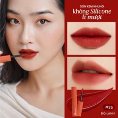 Son Kem Nhung Cỏ Mềm Lì Mượt Không Silicone An Toàn Từ Thiên Nhiên (2.6gr/3ml) Màu #35 - Đỏ lạnh
