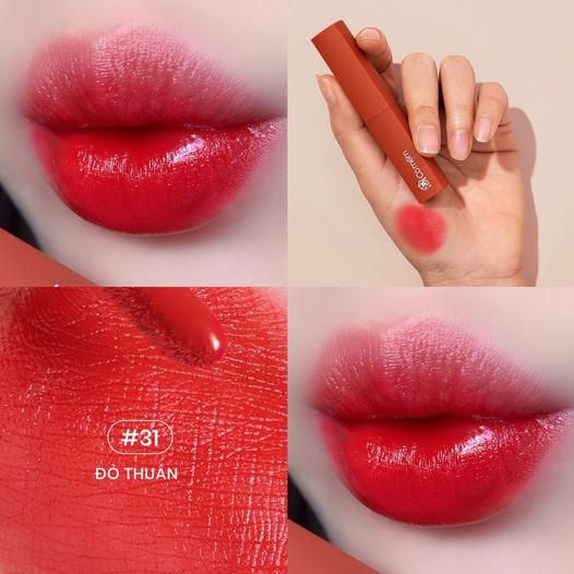 Son Kem Nhung Lì Mượt Không Silicone Cỏ Mềm An Toàn Từ Thiên Nhiên (3ml) #31 - Đỏ thuần