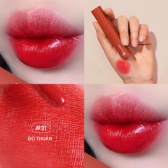 Son Kem Nhung Lì Mượt Không Silicone Cỏ Mềm An Toàn Từ Thiên Nhiên (3ml) #31 - Đỏ thuần